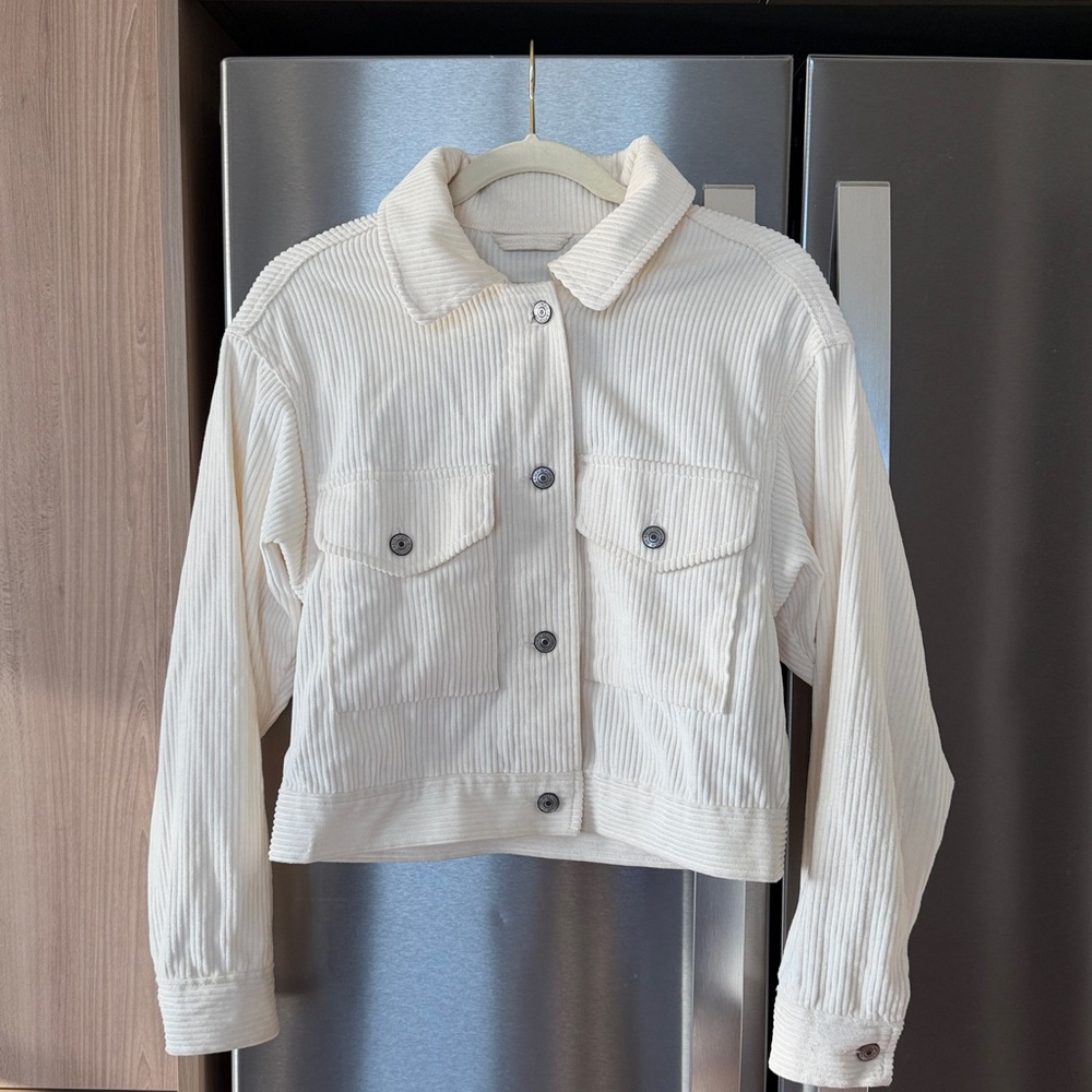 Abercrombie & Fitch Cream Corduroy Cropped Jacket